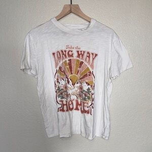 White Graphic T-Shirt with Retro Print